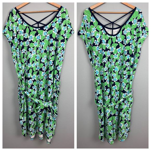 T by Talbots Womens 3X Plus Floral Dress UPF 50+‎ Coastal Resort Travel Stretch - Picture 10 of 10